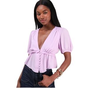 NWT! Lulus Blouse "Irresistible Charisma" Lavender Peplum Crop Top